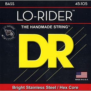 DR Strings Lo-Rider - Stainless Steel Hex Core Bass 45-105 White Black Red Blue Small Medium Large X-Large 2X-Large