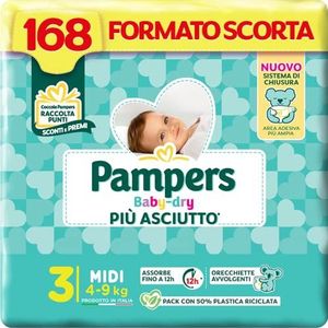 Pampers Baby Dry Midi, 168 Luiers, Maat 3 (4-9 kg)