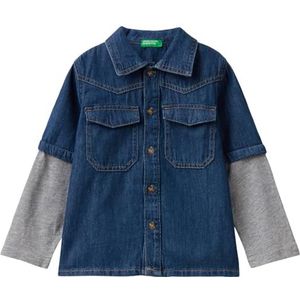 United Colors of Benetton Kinder- en jeugdhemd, Blauw 901, 104