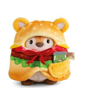Set knuffel tijger Tiggy 8cm met augurkenpot & hamburger kostuum in geschenkverpakking - beige - Zacht pluche, schattig om mee te knuffelen en spelen, voor kinderen en volwassenen | 61656