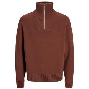 JACK & JONES JORFREDERIKSBERG Knit Half Zip, Brandy Brown, L