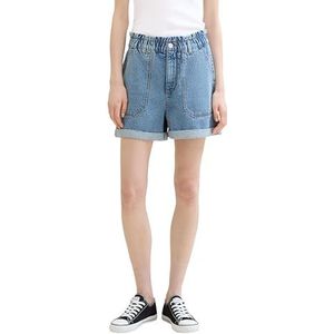 TOM TAILOR Denim Dames bermuda jeans shorts, 10113 - Clean Mid Stone Blue Denim, XXL
