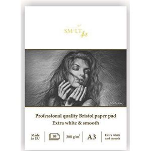 SMLT 3PS-10 (308)/PRO Line A3 Bristolpapierblok voor professioneel, 308 gsm, bijzonder wit en glad papier, 10 vellen