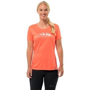 Jack Wolfskin Peak Graphic T W T-shirt, oranje, maat XS dames, Oranje Digitaal, XS