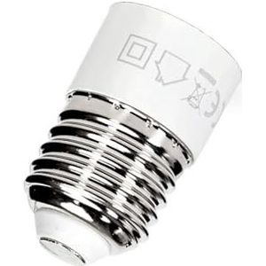 E27 naar E14 fittingadapter, wit, converteert gloeilampen met verschillende fittingen, ideaal voor gebruik in woningen en kantoren.