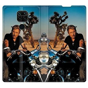 Beschermhoes van leer voor Xiaomi Redmi Note 9 Johnny Hallyday Moto