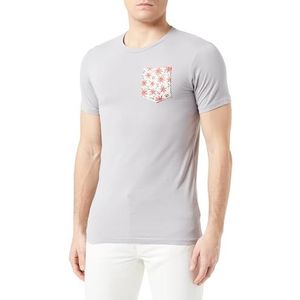 FRENCHCOOL 1988 Heren T-shirt Grijs Bloem Rood, Grijs, S