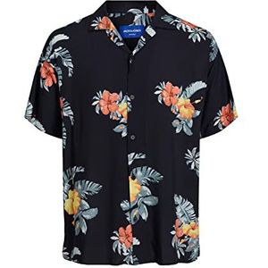 JACK & JONES PLUS Heren Jorluke Flores Resort Shirt Ss Pls Shirt, Tap schoen/Aop:/Bloemen, 5XL