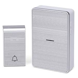 DC-draadloze bel zilver: elegant high-tech design biedt helder geluid en grote dekking. Perfect voor moderne huizen die stijl en functionaliteit zoeken.