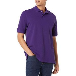 Amazon Essentials Men's Poloshirt van piqué-katoen met normale pasvorm (verkrijgbaar in grote en lange maten), Donkerpaars, M