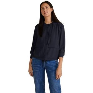 Street One Dames Crinkled Overshirt W Pockets Shirt, blauw (deep blue), 42