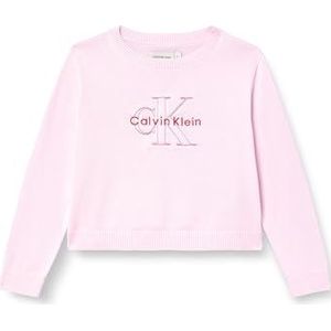 Calvin Klein MONOLOGO Sweater voor meisjes IG0IG03075 Pullover Sweater, Roze (Pareit Roze), 4 Jaar, Roze (parelroze), 4 jaar