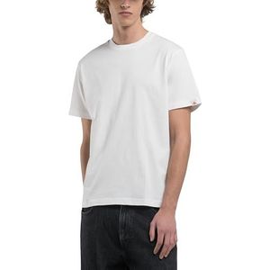 Replay Heren Regular Fit T-shirt van katoen, 011, natuurlijk wit., L