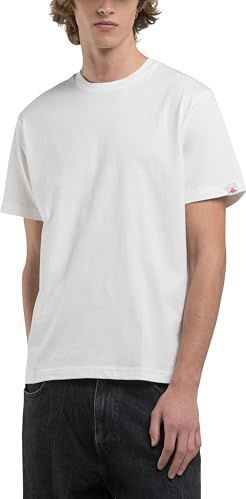 Replay Heren Regular Fit T-shirt van katoen, 011, natuurlijk wit., L