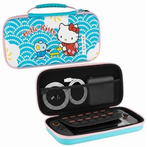 Konix Hello Kitty Schutzhülle und Tragetasche voor Nintendo Switch 2 - Zubehörnetz - 8 Spielefächer - Teemotiv - Blau