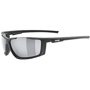 uvex sportstyle 310 - outdoorbril voor dames en heren - gespiegeld - verwijderbaar gezichtskussen - black matt/silver - one size
