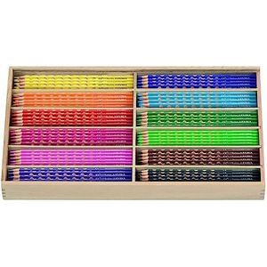 LYRA Groove Slim L2824144, schoolpakket met 144 kleurpotloden in houten doos, gesorteerd