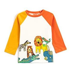 Koton Baby Jongens Color Contrast Lange Mouwen Bedrukt Crew Neck T-Shirt, ecru (021), 3-4 Jaren