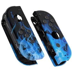 eXtremeRate Cover Grip Behuizing Joycon Controller met Knoppen Kit, DIY Vervangende Shell Case voor Nintendo Switch&Switch OLED Joycon(Geen Joycon)-Blauw Vlam