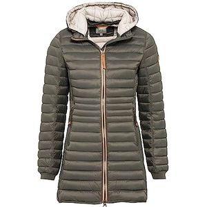 camel active Lichte waterafstotende gewatteerde jas met afneembare capuchon voor dames, donkergroen, 34