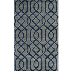 Rechthoekig tapijt voor binnen, handgetuft, Soho collectie, SOH411, in grijs/donkerblauw, 152 x 244 cm, voor woonkamer, slaapkamer of elke andere binnenruimte van SAFAVIEH.