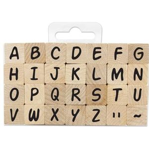 Aladine - Stampo alfabet medium, set met alfabetstempels van hout, scrapbooking, kaarten Bullet Journal, stempel, maat M