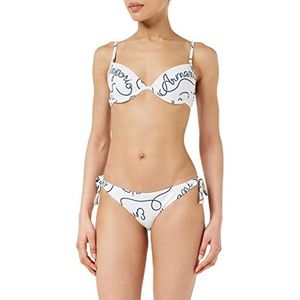 Emporio Armani Swimwear Women's Emporio Armani Logomania Sculpture beha en Bow Brief Bikini Set, White/Navy Blue, XS, wit/marineblauw, XS