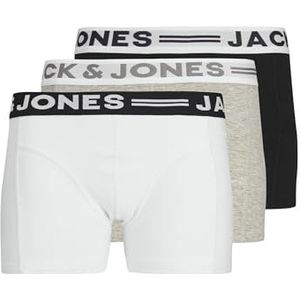 JACK & JONES Boxershorts voor jongens Logo, set van 3 stuks, grijs (Light Grey Melange Black/White), 164 cm