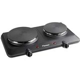 Bestron elektrische dubbele kookplaat, met traploze temperatuurregelaar & indicatielampje, 2250W, kleur: zwart