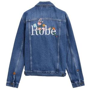 Kappa Giovani Jeansjas met geborduurd logo en bloemen, denim, blauw