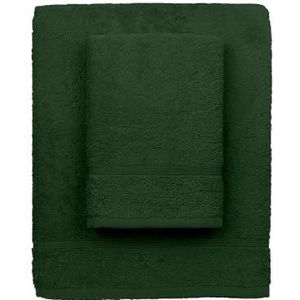 zer0bed, Badhanddoeken paars, set van 2 badhanddoeken, gezichtsdoek, bidethanddoek, effen, bosgroen, 100% katoen, set van 2 stuks