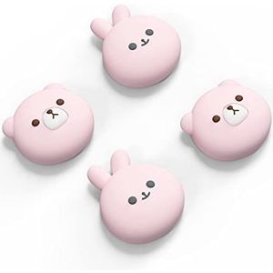 PlayVital Duim Grip Caps voor Nintendo Switch,Thumbstick Caps voor Switch Lite,Joystick Caps voor Switch OLED Joycon Analoge Cover voor Switch&Switch Lite&Switch OLED-Roze(Dikke Beer&Lachend Konijn)