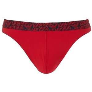 Emporio Armani The New Icon Essential Microfiber Thong String Slipje voor heren, Rosso Lacca, M