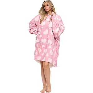 Sherpa fleece deken hoodie voor volwassenen, oversized hoodie deken vrouwen, gezellige & snuggle hoodies, draagbare capuchon deken, roze sweatshirt met capuchon, één maat, Blush Roze, One Size