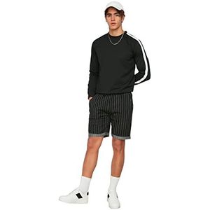 Trendyol Heren Black Male Regular Fit Gestreepte Shorts & Bermuda Casual Shorts, XL