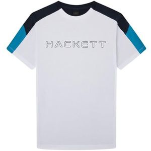 Hackett London Heren T-shirt met biesjes en textuur, wit (wit), L, Wit (wit), L