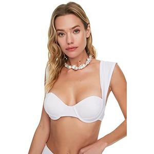 Trendyol Dames dikke hanger overdekte bikini top, wit, 44
