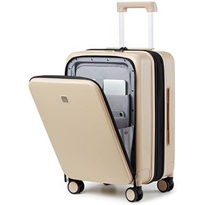 Hanke Upgrade handbagage met laptopvak aan de voorkant, 20 inch harde pc-koffers met spinnerwielen en TSA-slot, rollende bagage voor zakenreizen en korte reizen, Upgrade Cubaans zand, carry on 20-Inch