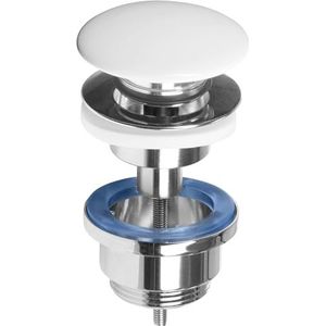 Cornat Afvoerventiel voor wastafel 1 1/4 inch AG-Ø 66 mm met push-open functie pop-up ventiel/wastafelafvoer / T317425, wit (glanzend)