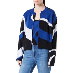 Trendyol Dames kleurblok lange mouwen regular gebreide cardigan sweater, koningsblauw, L