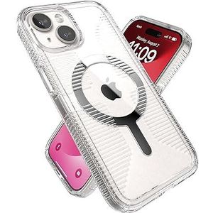 Speck Transparant iPhone 15 hoesje - slank, gebouwd voor MagSafe, valbescherming grip - voor iPhone 15, iPhone 14 en iPhone 13 - krasbestendig, anti-vergeling, 6,1 inch telefoonhoesje - GemShell Grip