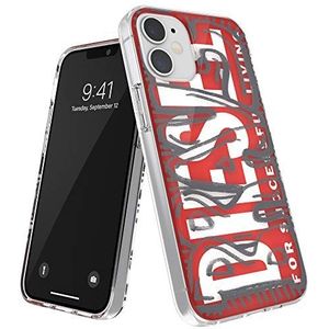 Diesel Ontworpen voor iPhone 12 Mini 5.4 Case, Clear Snap Case, Shockproof, Drop Geteste Beschermhoes met verhoogde randen, Rood/Grijs