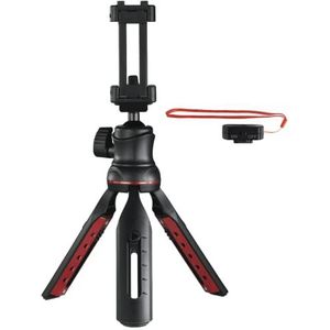 Hama Statief voor mobiele telefoon met Bluetooth afstandsbediening (selfiestick, camerastatief met telefoonhouder, reisstatief met 3D-kogelgewricht, 1/4 inch schroefdraad voor smartphone en spiegelreflexcamera), zwart