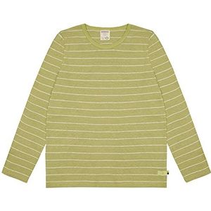 loud + proud Unisex kinderstrepen met linnen, GOTS-gecertificeerd shirt, avocado, 134/140, Avocado, 134/140 cm