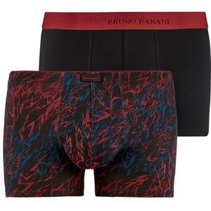 bruno banani Heren retroshorts (set van 2), zwart/rood, S