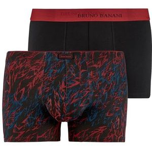 bruno banani Heren retroshorts (set van 2), zwart/rood, XXL