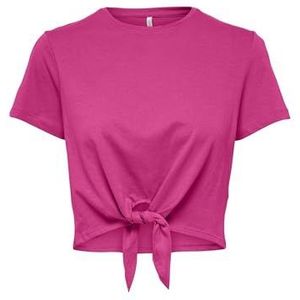 Only Onlmay Life S/S Short Knot Top Box Jrs T-shirt voor dames, Roze (Raspberry Rose), S