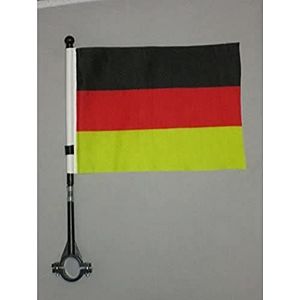 Duitsland BIKE Vlag 14x21 cm - Duitse BICYCLE Vlag 21 x 14 cm - Zwarte plastic stok en voet - AZ FLAG