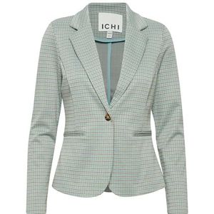 ICHI IHKATE Cameleon BL Damesblazer, korte blazer met één knoop, met reverskraag, geruit, 144506/Ether, XL