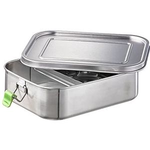 APS Hoogwaardige duurzame roestvrijstalen lunchbox/lunchbox 1400 ml inclusief verdeler/lekvrije voedselopslag/bentobox voor kinderen, vrije tijd en volwassenen/grote lunchbox
